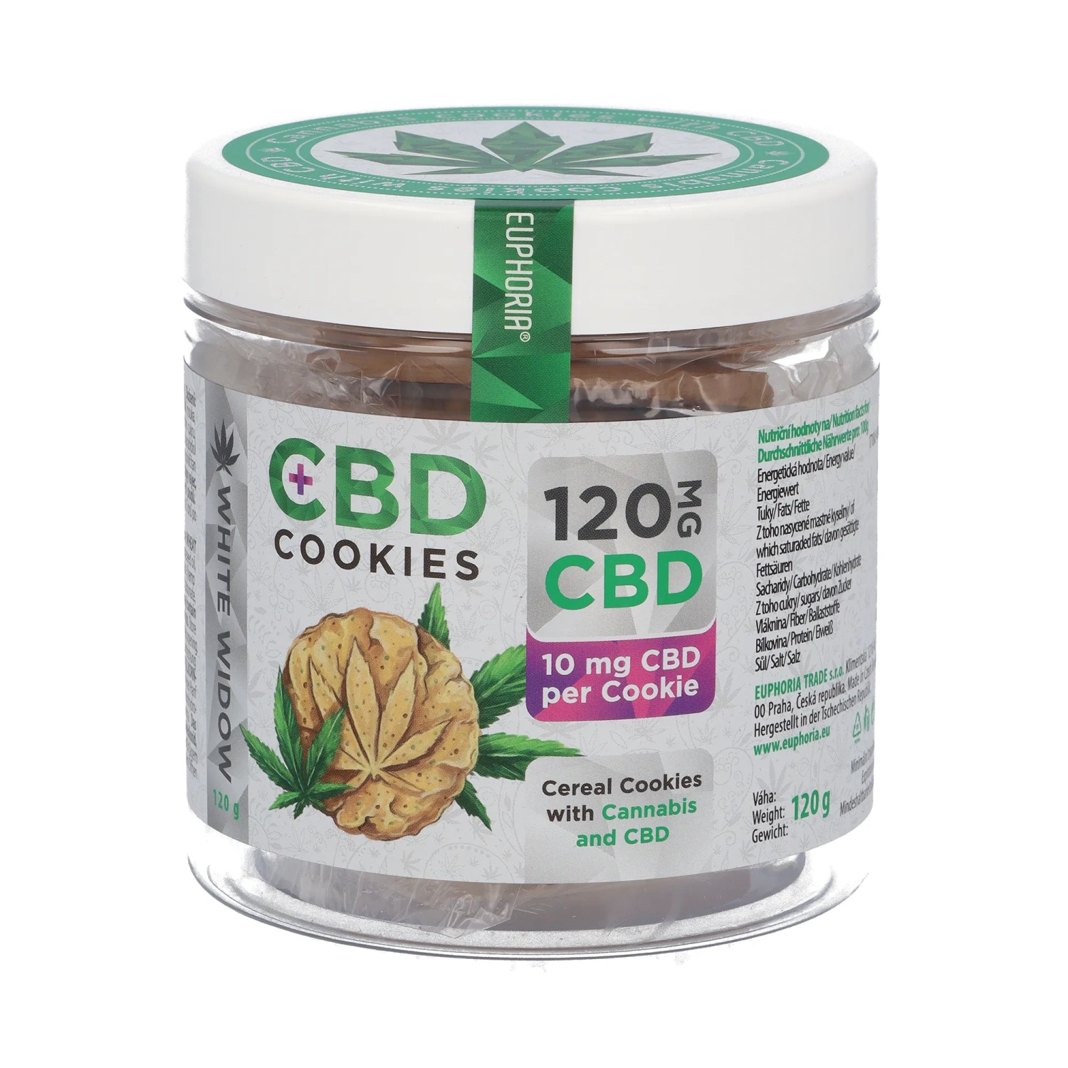 Euphoria CBD Cookies White Widow, 12 ks, 120 mg CBD