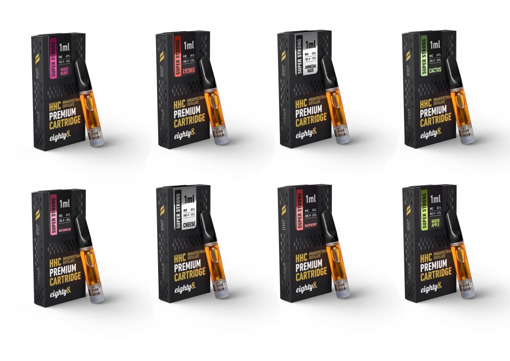 Eighty8 Super Strongs-cartridge, HHC / THCP / HHCP, alles in één set - 8 smaken x 1 ml