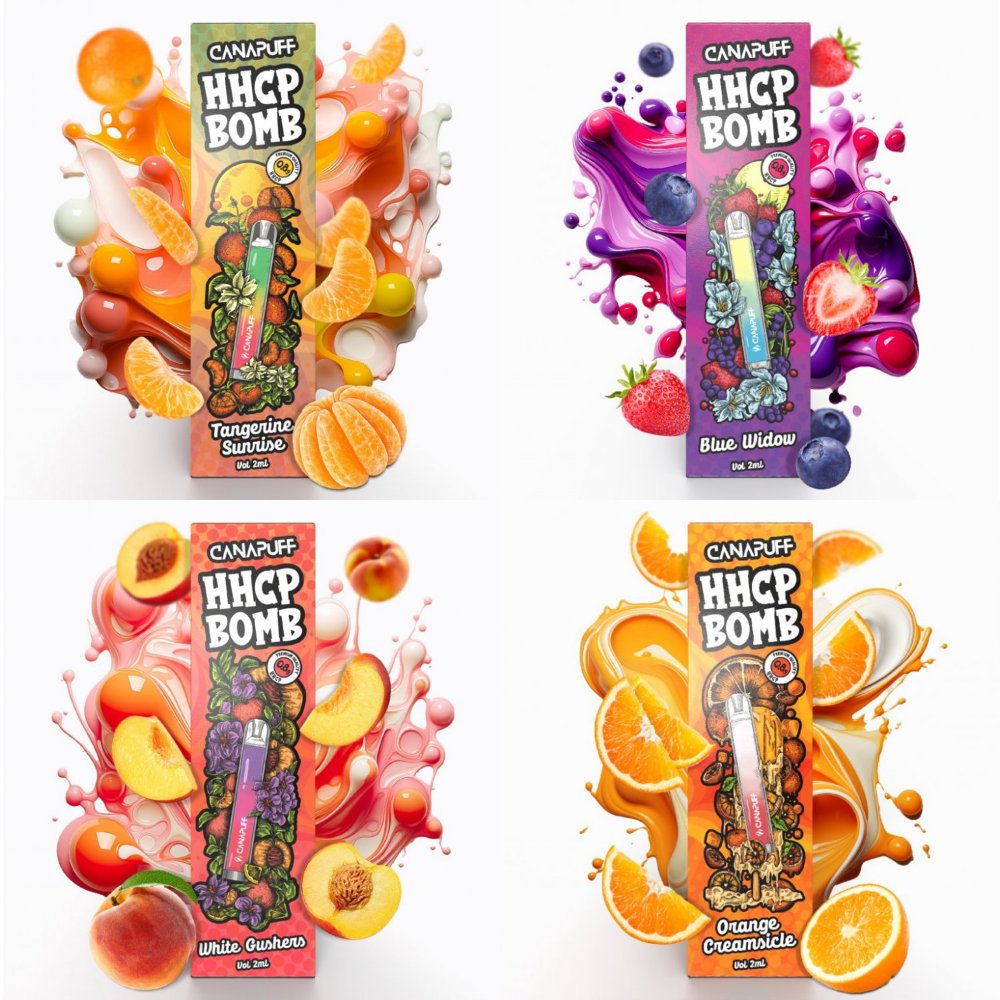 CanaPuff HHCP BOMB Vapes, alles-in-één set - 4 smaken x 1 ml