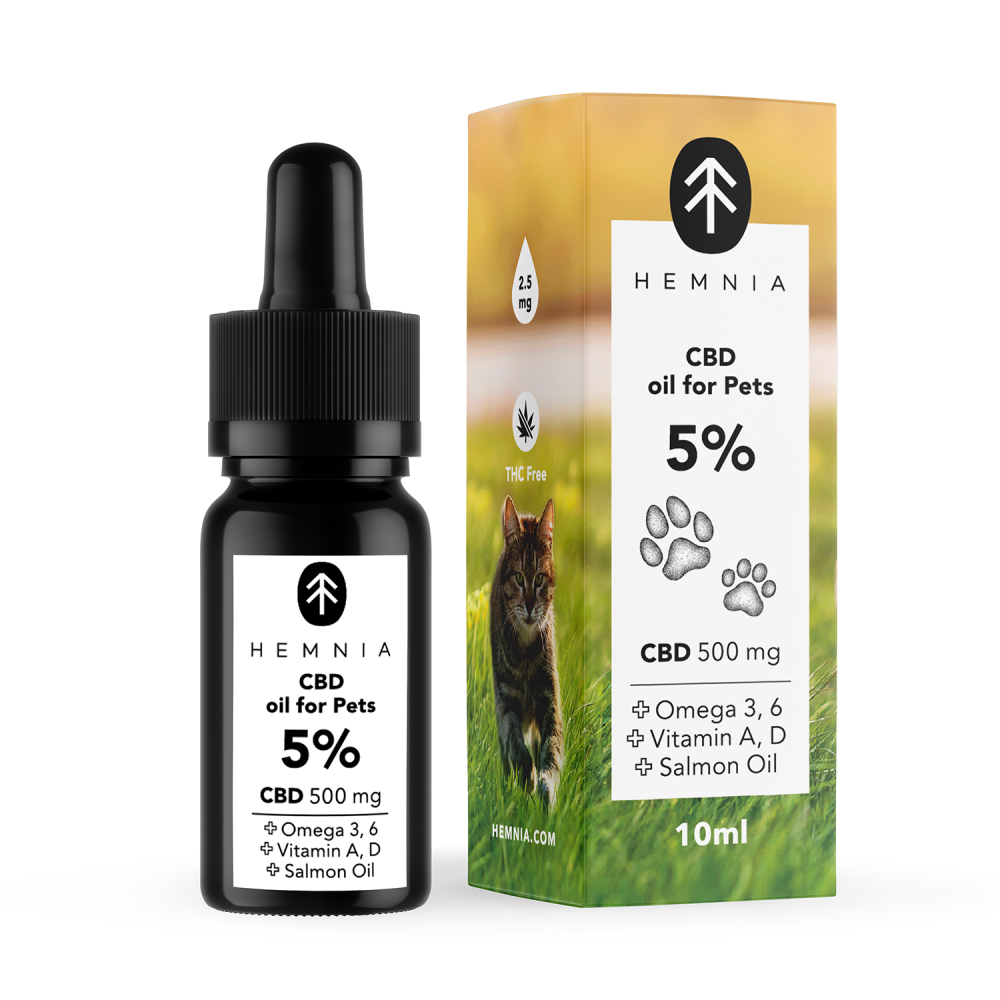 Hemnia CBD  v lososovém oleji pro zvířata – 5% CBD, 500 mg, 10 ml