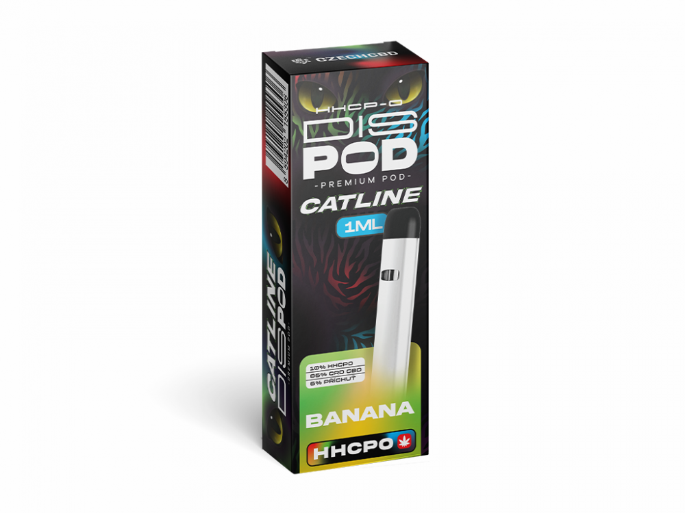 Czech CBD HHCPO CATline Vape Pen disPOD Banaan, 10% HHCPO, 1 ml