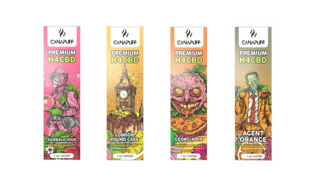 CanaPuff H4CBD Vapes, alles in één set - 4 smaken x 1 ml