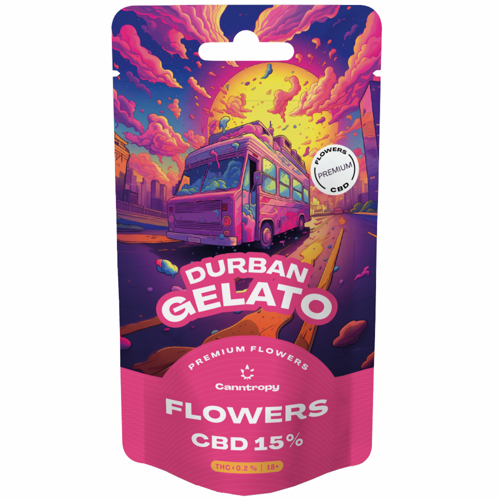 Canntropy CBD Flowers Durban Gelato, CBD 15 %, 1 g – 100 g 3 gramy