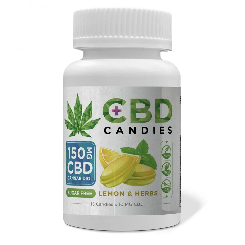 Euphoria CBD cukríky Citrón a bylinky 150 mg CBD, 15 ks x 10 mg, 100 g