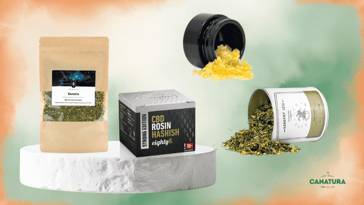 Herbal blends and concentrates suitable for the AirVape Legacy Pro vaporizer, Canatura logo in the bottom right corner