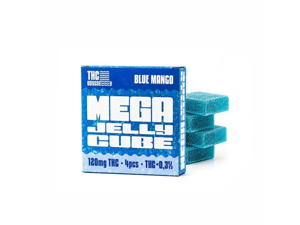 Czech CBD THC Odyssey Mega žele kocke Blue Mango