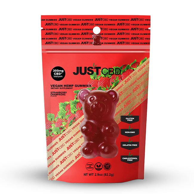 JustCBD veganistische gummies Aardbei Champagne 300 mg CBD