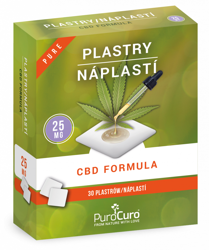 PuroCuro Konopné CBD náplasti, 750 mg, 30 ks x 25 mg