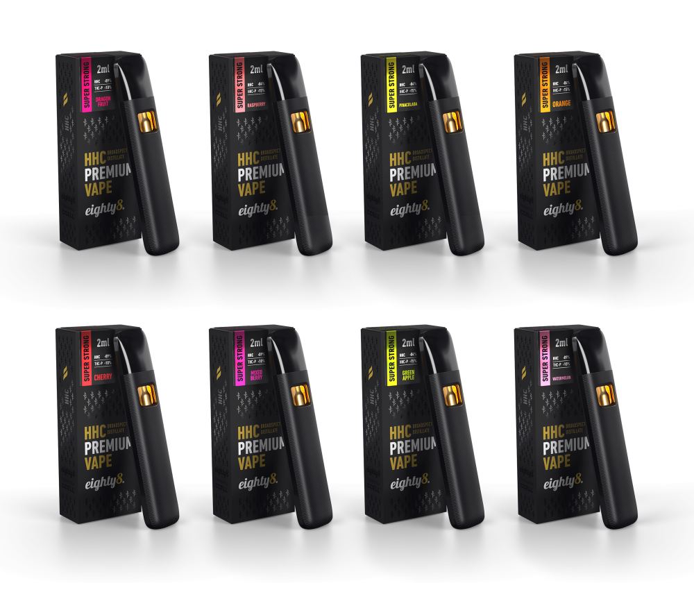 Eighty8 Super Strongs Vapes, HHC / THCP / HHCP, alles in één set - 8 smaken x 2 ml