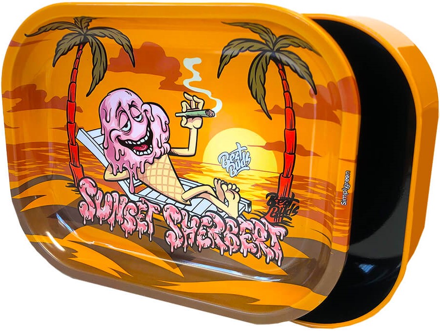 Best Buds Tenký box rolovací podnos s úložným priestorom, Sunset Sherbet