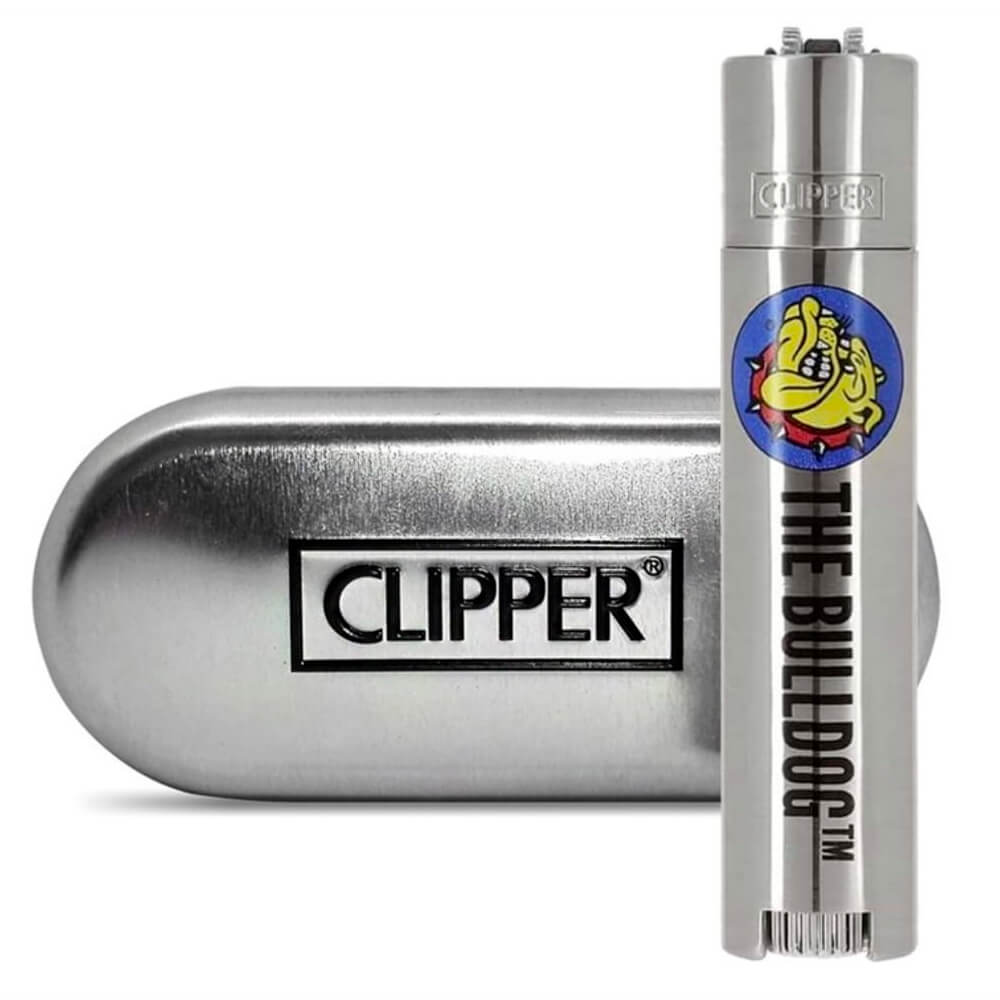 The Bulldog Clipper Srebrn kovinski vžigalnik + darilna škatla