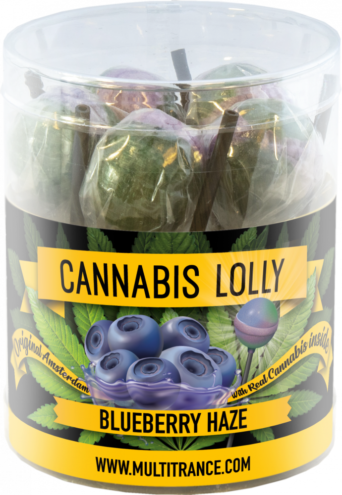 Cannabis Blueberry Haze Lollies – Geschenkdoos (10 Lollies), 24 dozen in een doos, 4320 g