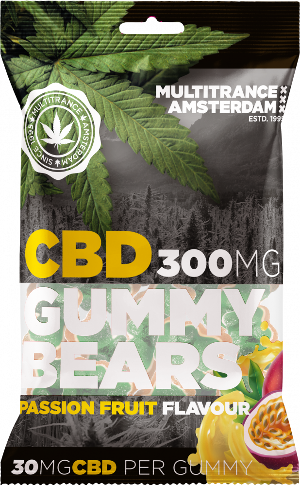 Gumové medvedíky CBD s príchuťou mučenky (300 mg), 100 g