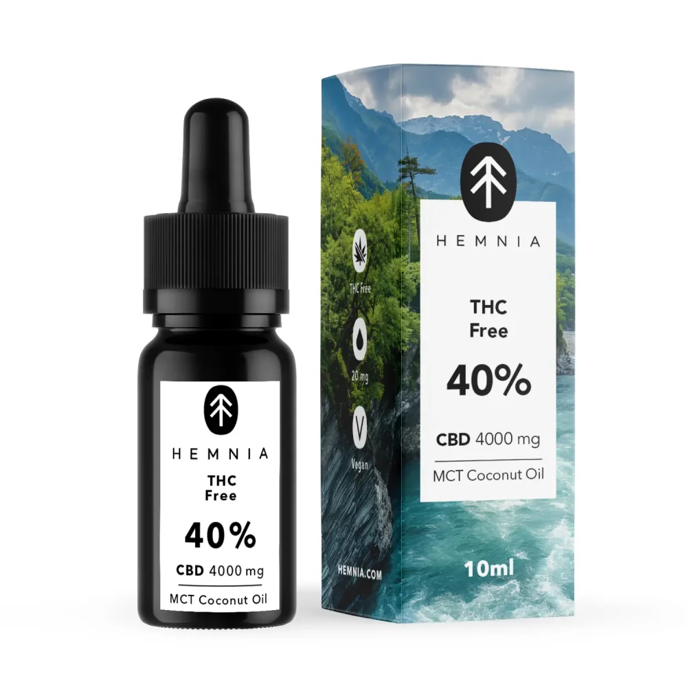 Hemnia CBD olej 40% bez THC, 4000 mg, 10 ml