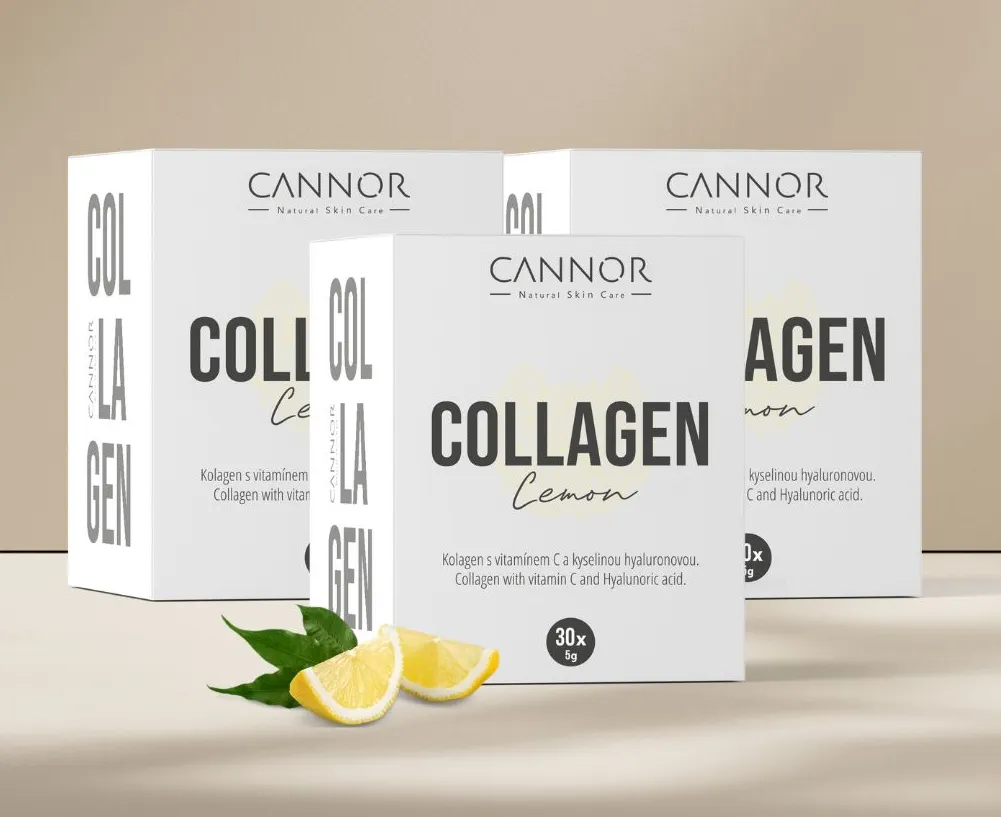 Cannor kolagen s kyselinou hyaluronovou, citron, kúra na 3 měsíce, 3×30 sáčků, 450 g