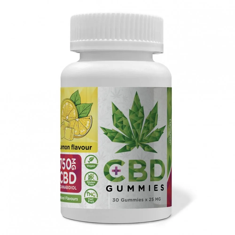 Euphoria CBD Gummies Lemon 750 mg CBD, 30 ks x 25 mg, 90 g