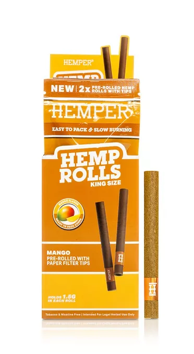 HEMPER Hemp Rolls King Size S papierovým Tipom 2ks - Mango