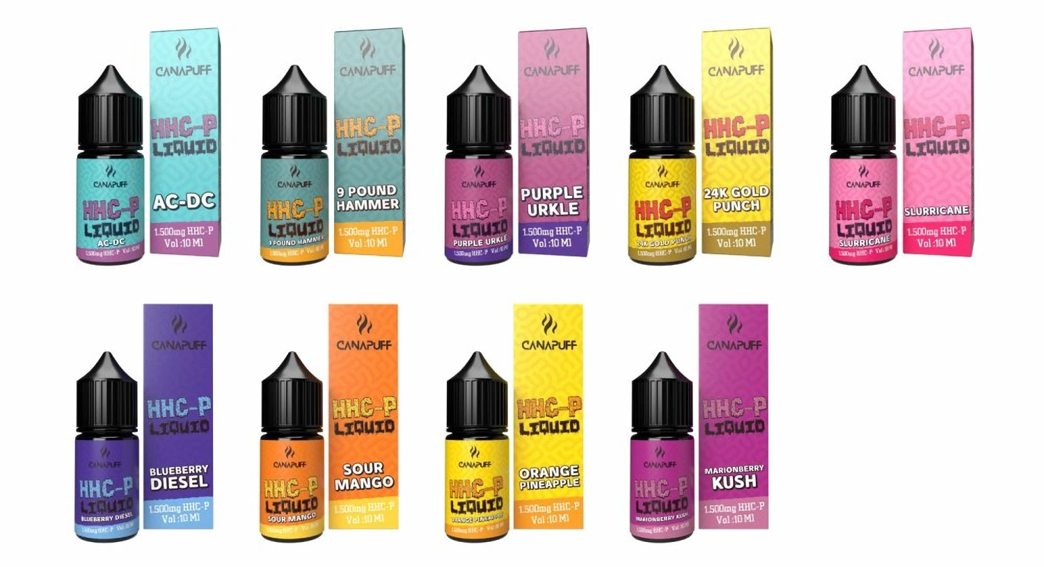 CanaPuff HHCP-vloeistoffen, alles in één set - 9 smaken x 10 ml