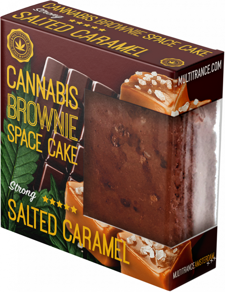Cannabis Salted Caramel Brownie Deluxe Verpakking (Sterke Sativa Smaak) - Doos (24 verpakkingen), 2400 g