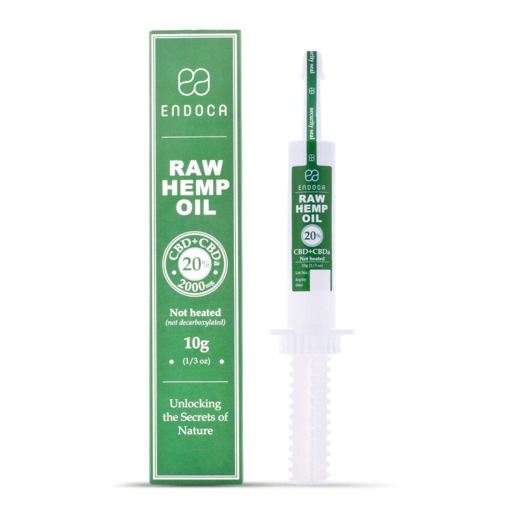 Endoca RAW Hennepolie-extract 2000 mg CBD + CBDa (20%), 10 g spuit