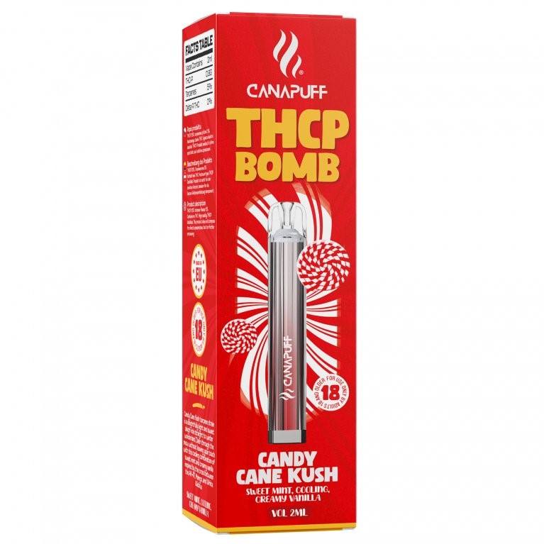 CanaPuff BOMB Candy Cane Kush, 0,8 g THCP - Wegwerpbaar, 2 ml