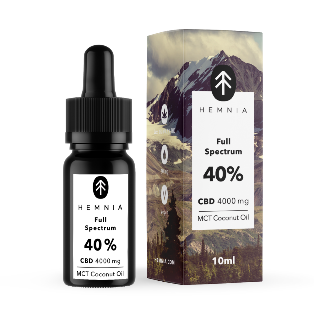 Hemnia Celospektrálne CBD MCT kokosový olej 40%, 4000 mg, 10 ml