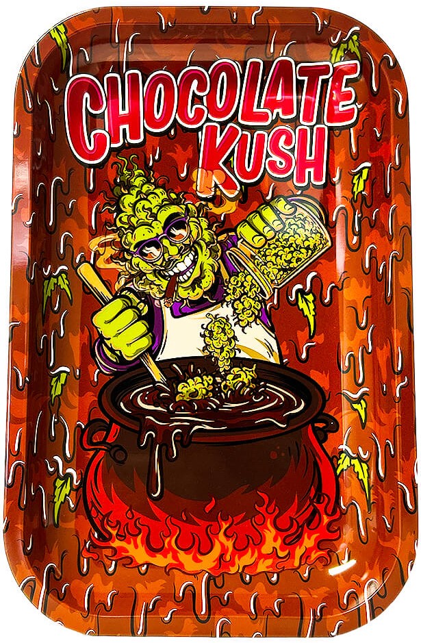 Best Buds Chocolate Kush kovový rolovací tanier stredný, 17x28 cm