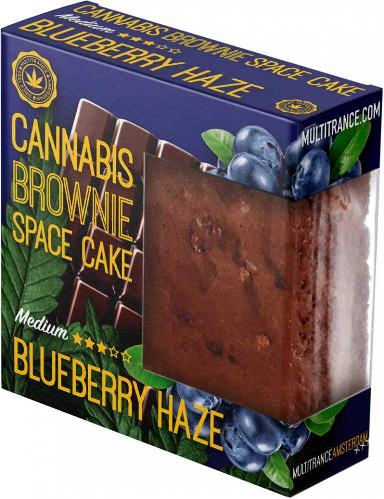 Cannabis Blueberry Haze Brownie Deluxe Verpakking (Medium Sativa Smaak) - Doos (24 verpakkingen), 2400 g