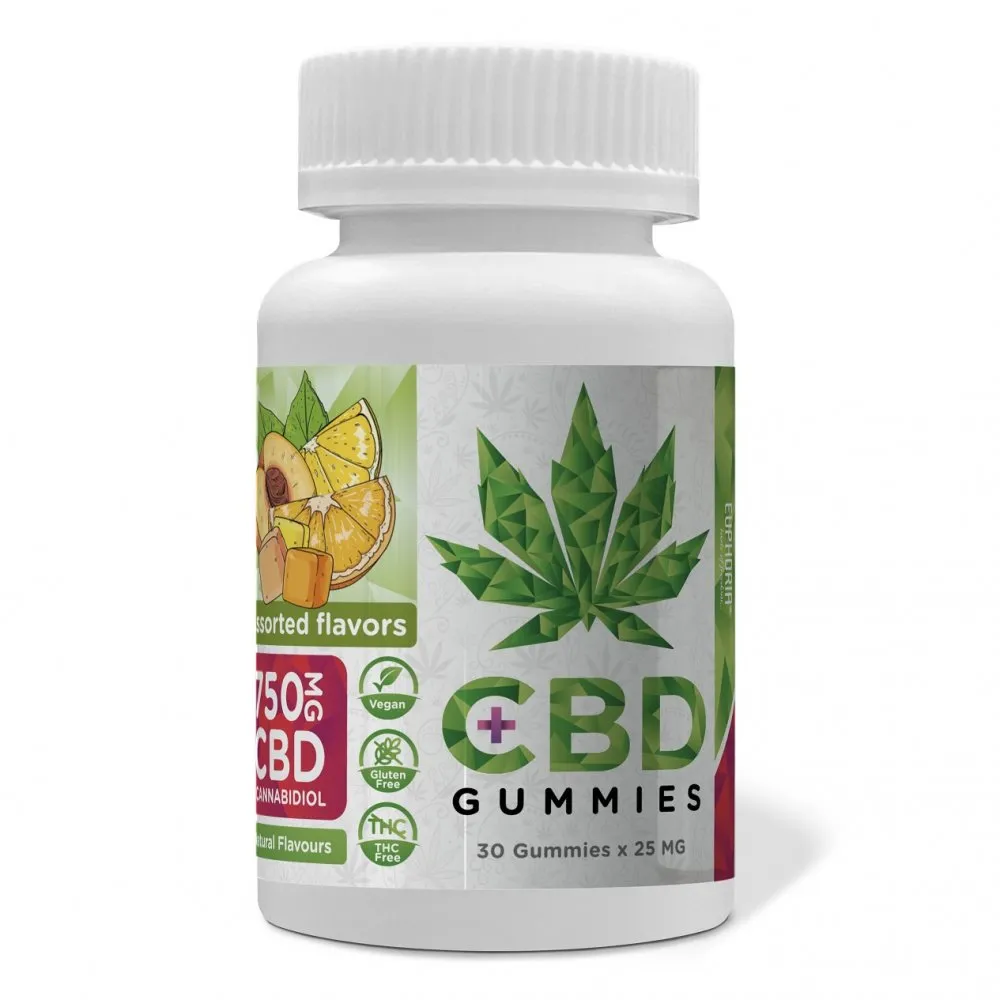 Euphoria CBD Gummies Mix 750 mg CBD, 30 ks x 25 mg, 90 g