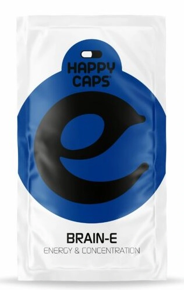 Happy Caps Brain E - Kapsuly na energiu a koncentráciu, 4 g
