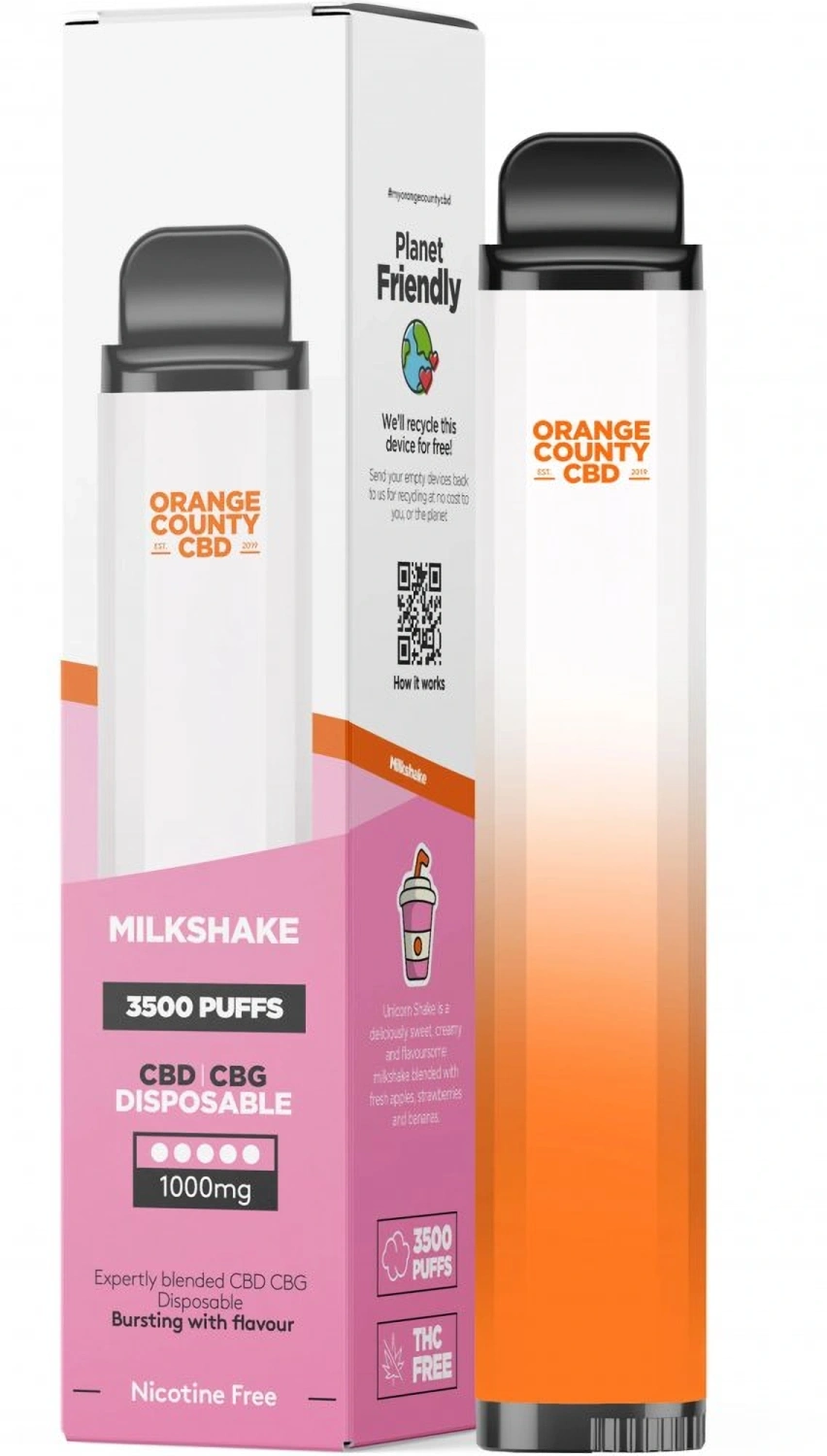 Orange County CBD Vape-pen Milkshake 3500 bladerdeeg, 600 mg CBD, 400 mg CBG, 10 ml
