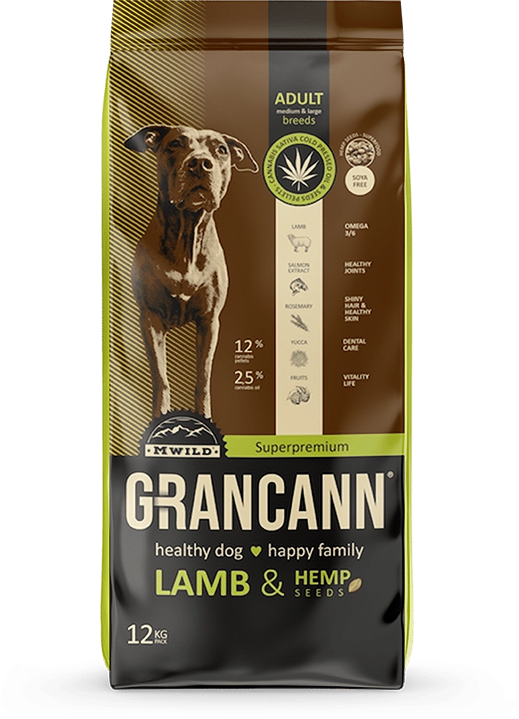 Grancann Lams- & Hennepzaden - Hennepvoer voor middelgrote en grote rassen, 12kg