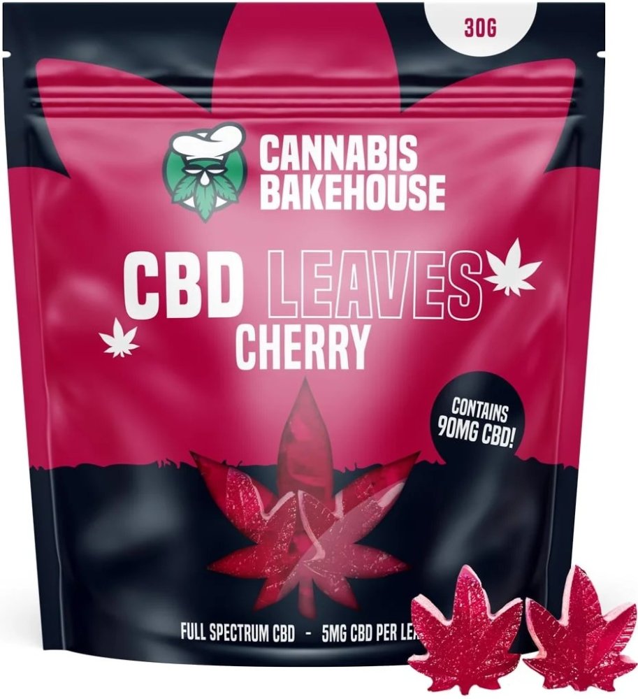Cannabis Bakehouse - CBD Gummy Leaves Cherry, 18 ks x 5 mg CBD, 30 g