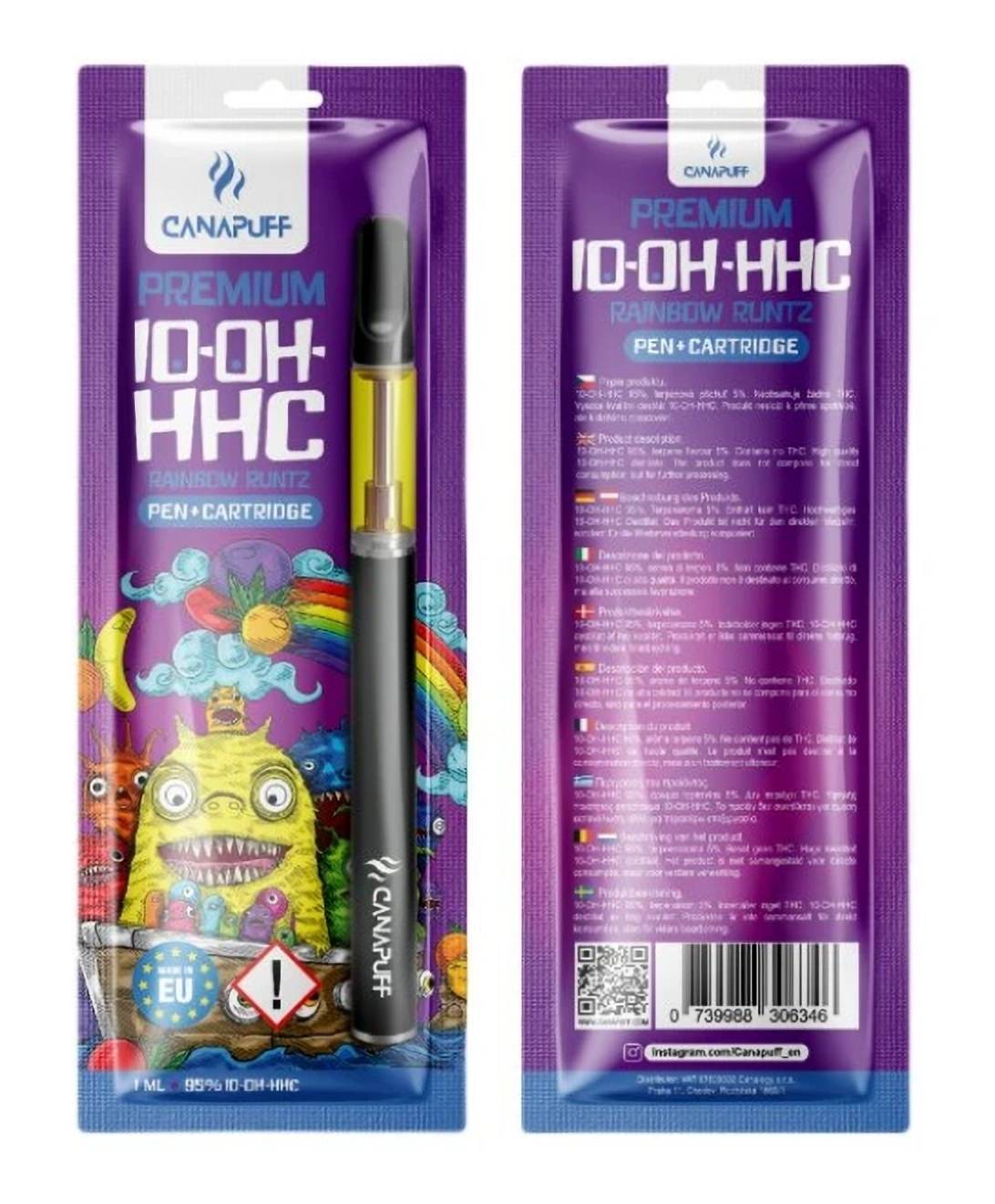 CanaPuff 10-OH-HHC Pen + Patroon Rainbow Runtz, 10-OH-HHC 95%, 1 ml