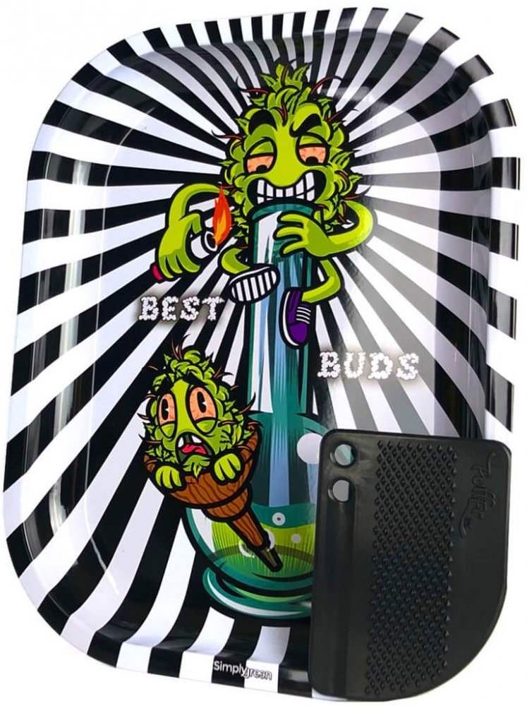 Best Buds Malý kovový rolovací podnos Smoke Me s magnetickou brúskou