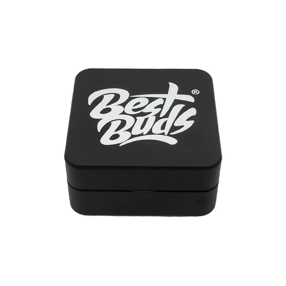 Best Buds Flacher quadratischer Aluminium Grinder Onyx, 2-teilig, 50 mm