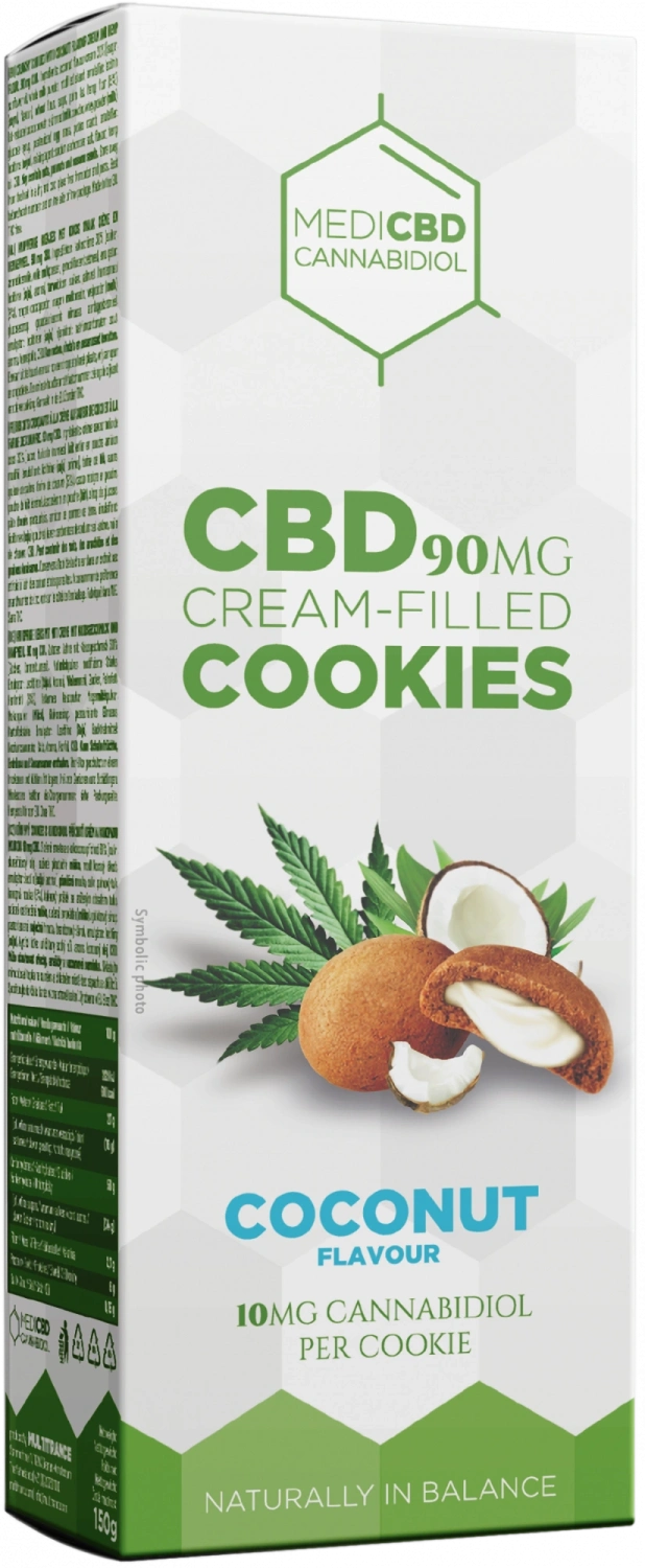 MediCBD Kokosroom gevulde koekjes (90 mg), 150 g