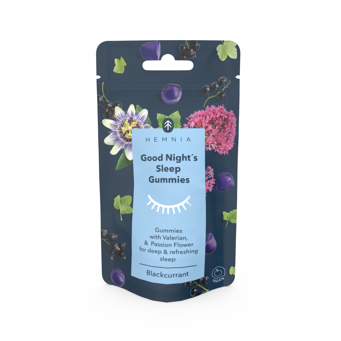 Hemnia Gut Night's Schlafgummis Schwarze Johannisbeere mit Baldrian und Passionsblume, 15 Stk