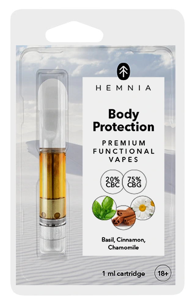 Hemnia Body Protection - Cartridge, CBC, CBG, bazalka, škorica, harmanček, 1 ml
