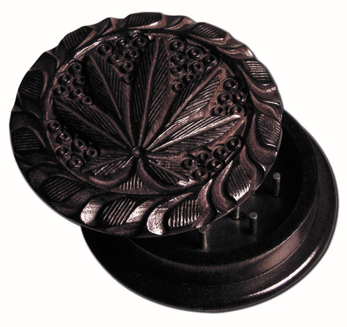 Palissander Grinder Leaf gesneden, 2-delig, 42 x 21mm