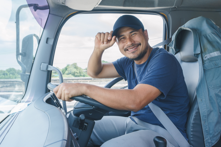 A smiling truck driver—can he drive after using CBD?