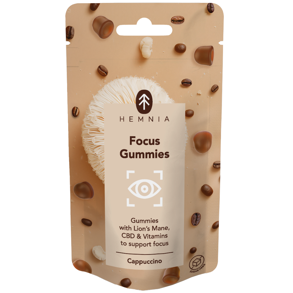 Hemnia Focus Gummies - na podporu koncentrácie s príchuťou cappuccino, 15 ks, 30 g