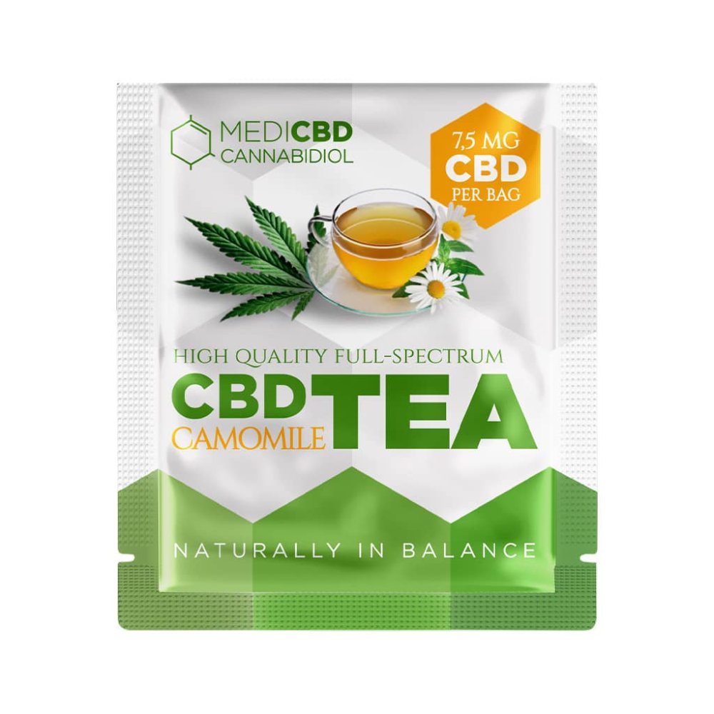 MediCBD 7,5 mg CBD čaj – harmanček (škatuľka s 20 čajovými vrecúškami)