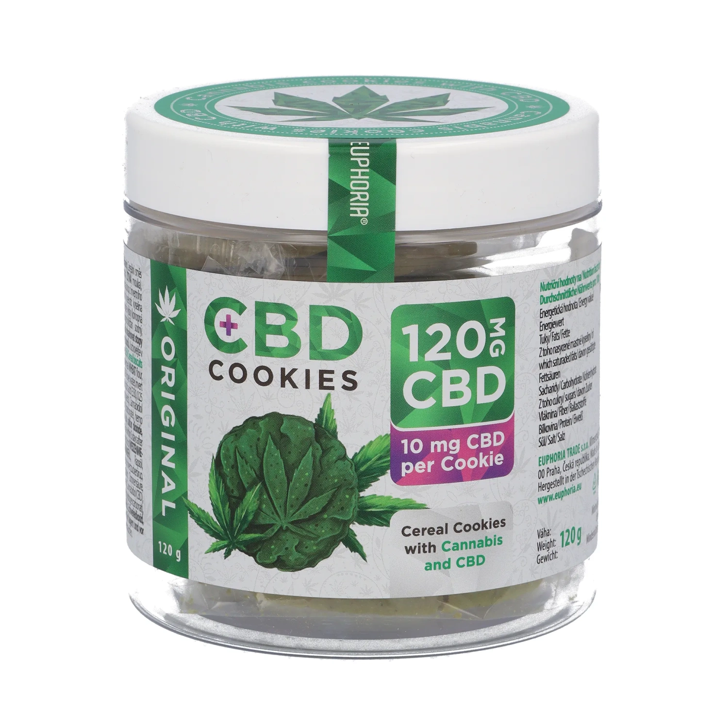 Euphoria CBD Cookies Original, 12 ks, 120 mg CBD