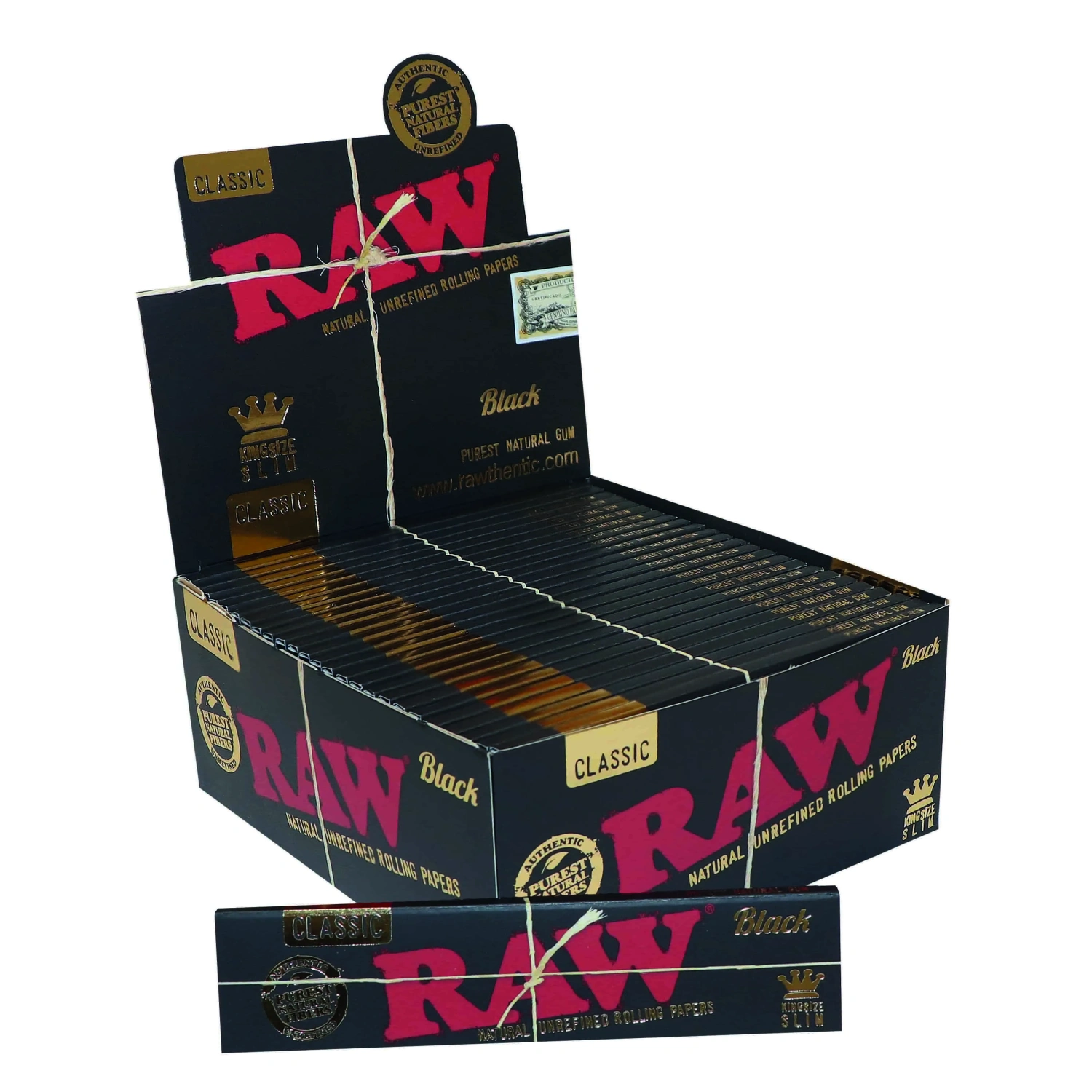RAW Black kingsize slim Papers, 32 listov