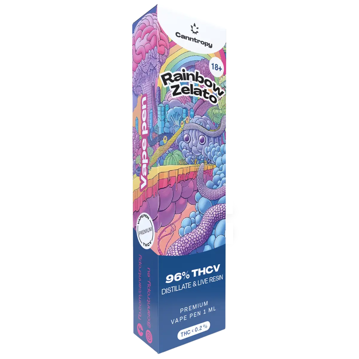 Canntropy THCV Einweg-Vape-Pen Rainbow Zelato Live-Harz-Terpene, THCV 96% Qualität, 1 ml