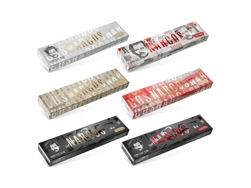 Narcos Limitovaná edícia tenkých rolovacích papierikov King Size + tipy - náhodný dizajn