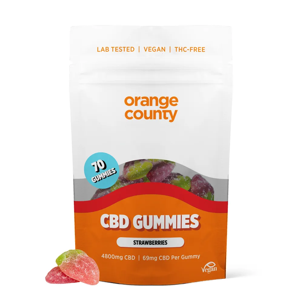 Orange County CBD Gumové jahody, 70 ks, 4800 mg CBD, 550 g