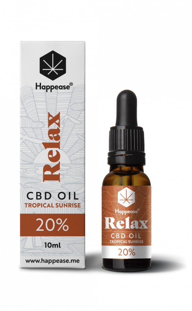 Happease Relax CBD Olej Tropical Sunrise, 20 % CBD, 2000 mg, 10 ml