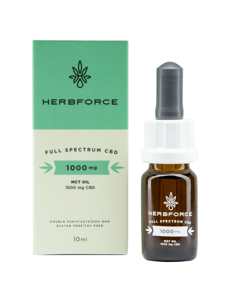 Herbforce Volledig spectrum MCT Kokos CBD-olie 10%, 10 ml, 1000 mg CBD